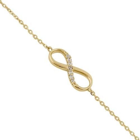 Solid 14K Yellow Gold Infinity Bracelet Womens Dainty Charm Jewelry New - Picture 2 of 4